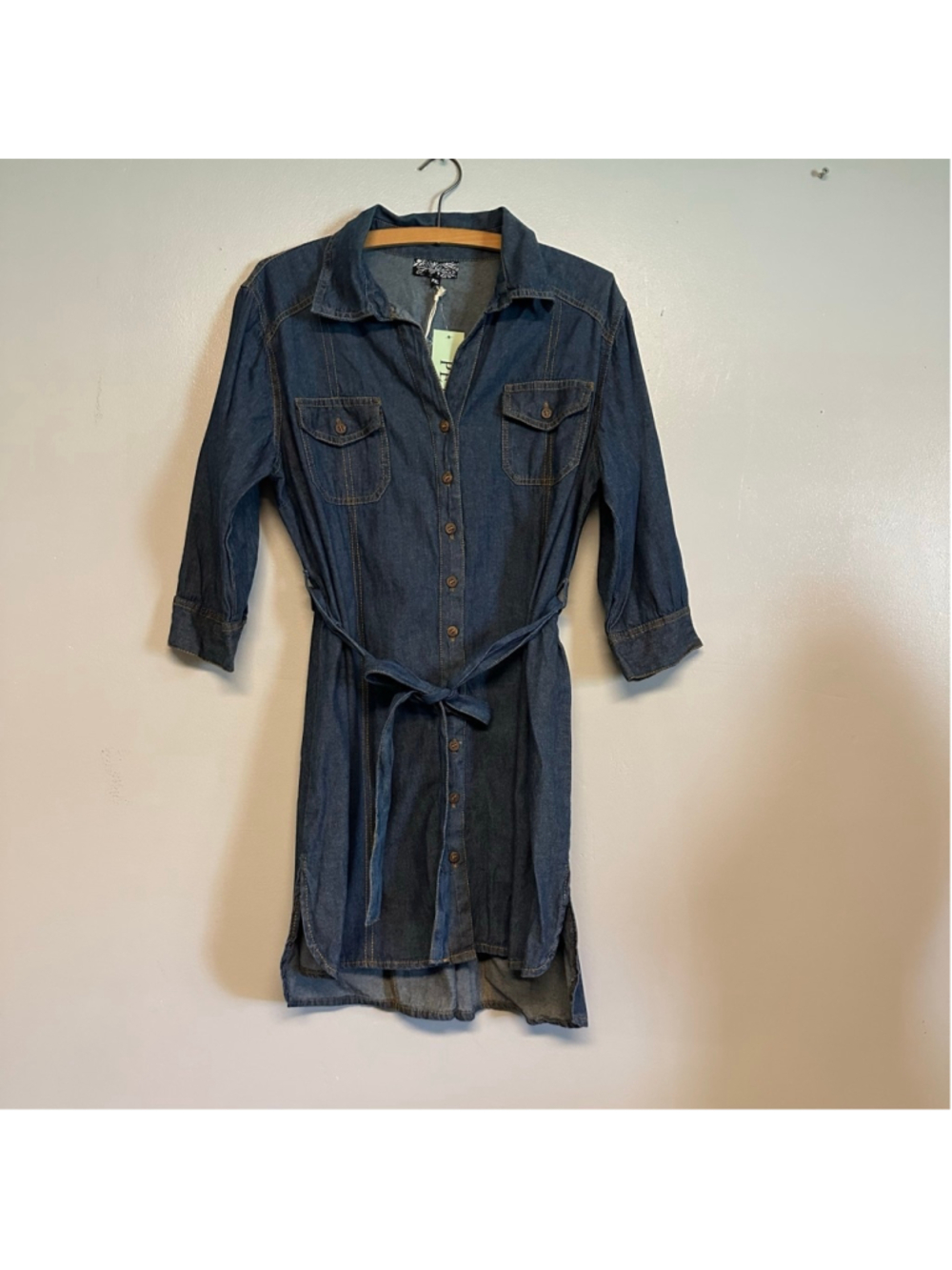 NEW J. Gee Blue Denim Long Sleeve Petite Dress Women's Size XL Cottage core - Picture 6 of 8